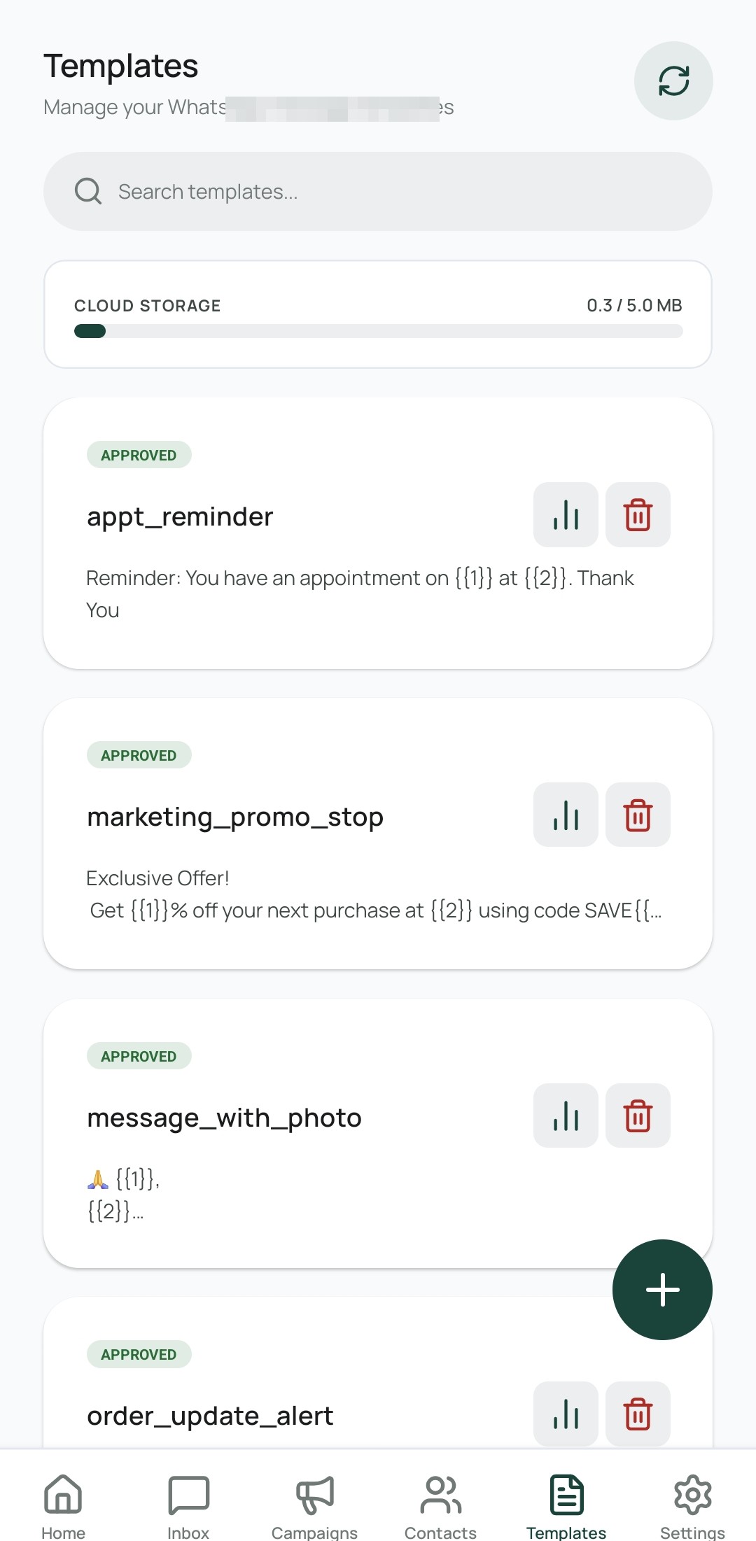 A customer conversation in MB2S Connect, with the app navigation bar along the bottom